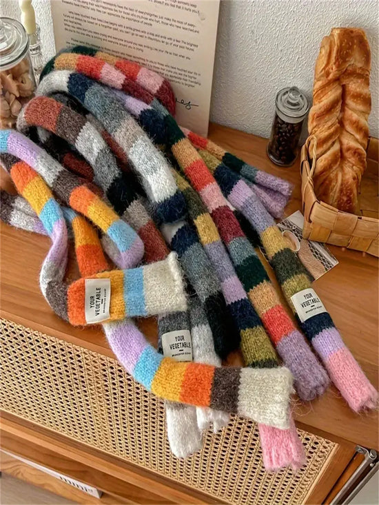 Vivid Harmony Scarf – Narrow Winter Wrap